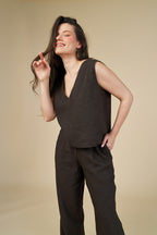 Adel Linen Trouser - Kahverengi