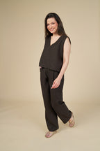Adel Linen Trouser - Kahverengi