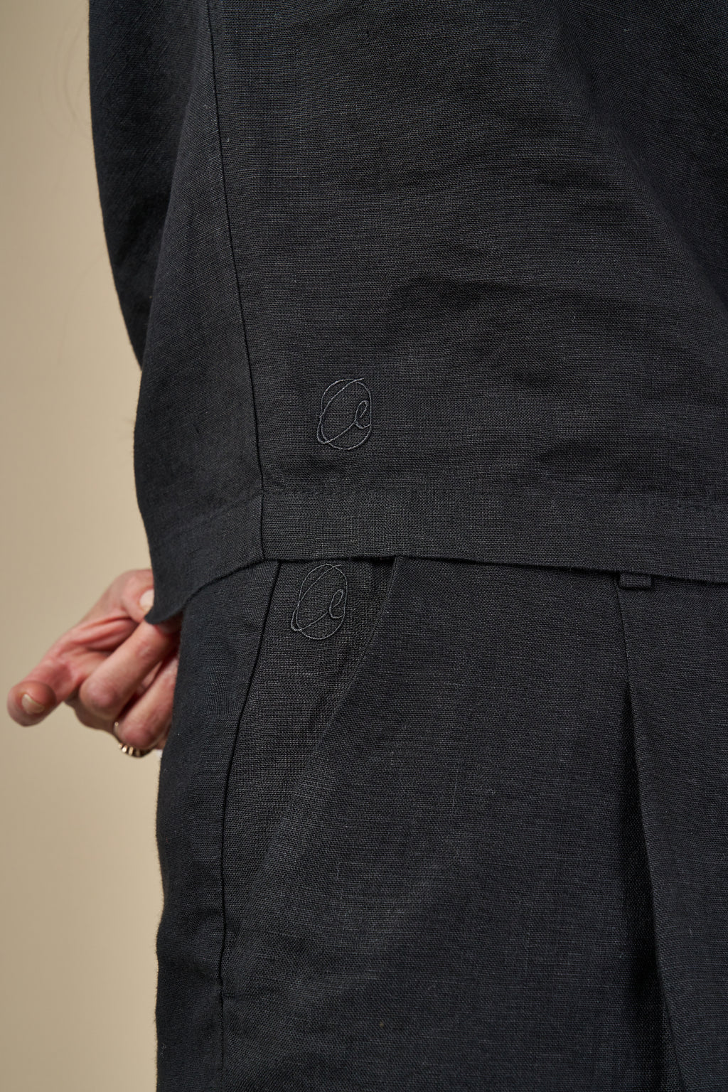Adel Linen Bermuda - Siyah