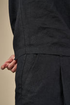 Adel Linen Bermuda - Siyah