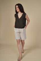 Adel Linen Bermuda - Naturel