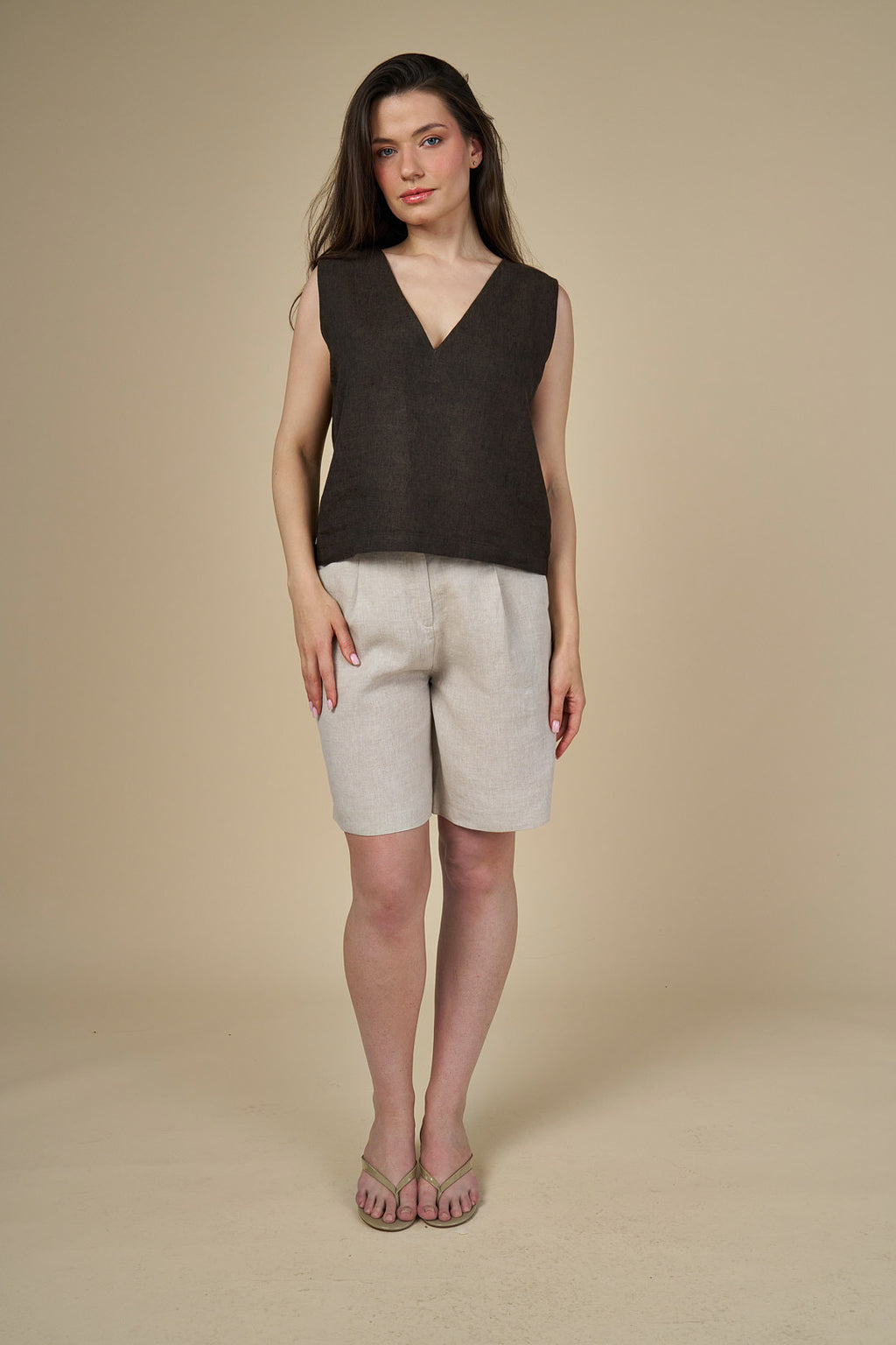 Adel Linen Bermuda - Naturel